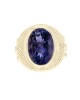 Getlemans Iolite and Diamond Etched Ring
